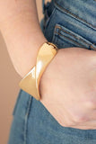 Retro Reflections - Gold Hinged Bracelet Paparazzi