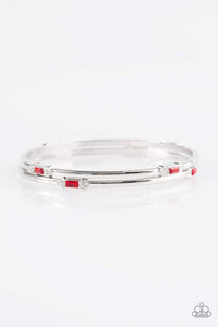 Snazzychicjewelryboutique Bracelet BRIGHT Here, BRIGHT Now - Red Rhinestone Bangle Bracelet Paparazzi