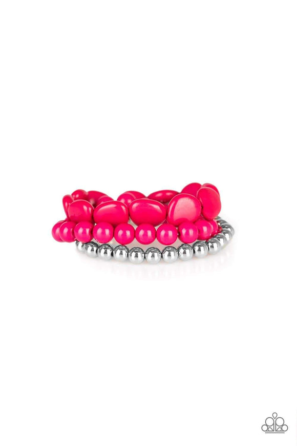 Snazzychicjewelryboutique Bracelet Color Venture - Pink Stretchy Bracelets Paparazzi