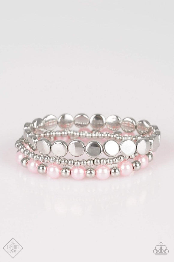 Snazzychicjewelryboutique Bracelet Girly Girl Glamour - Pink Pearl Stretchy Bracelet Paparazzi
