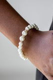Snazzychicjewelryboutique Bracelet Radiantly Royal - Gold Accents w/White Pearls Stretchy Bracelet Paparazzi
