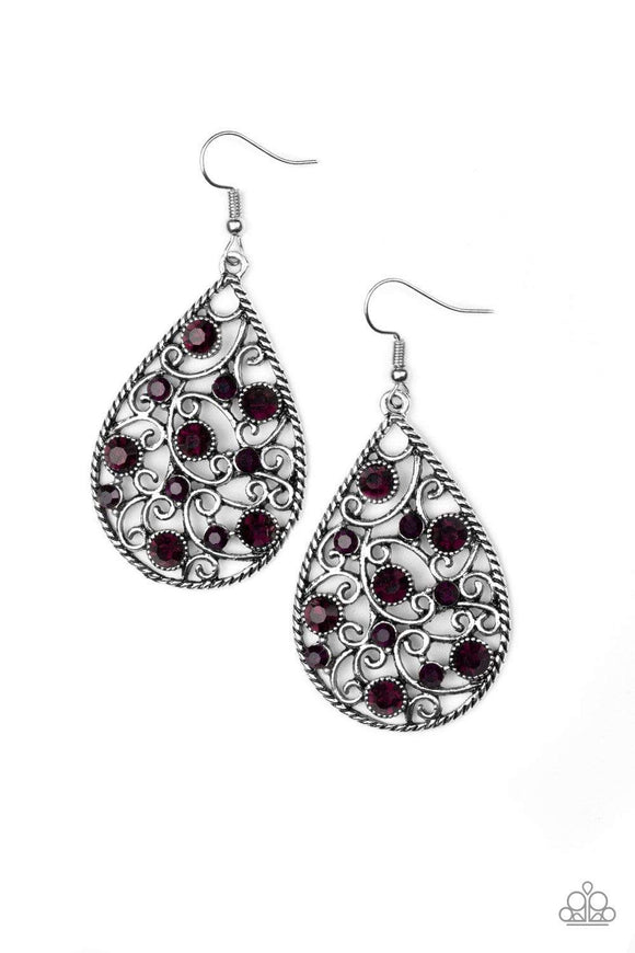 Snazzychicjewelryboutique Earrings Certainly Courtier - Purple Rhinestone Earrings Paparazzi