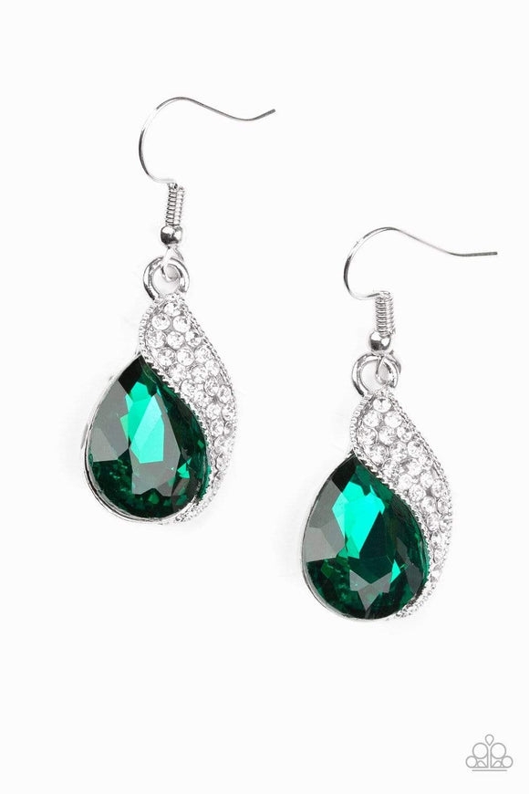 Snazzychicjewelryboutique Earrings Easy Elegance - Green Gem Earrings Paparazzi