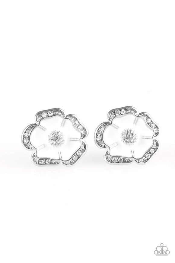 Snazzychicjewelryboutique Earrings Hibiscus Springs - White Flower Earrings Paparazzi