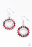 Snazzychicjewelryboutique Earrings Wreathed in Radiance - Red Pearl Earrings Paparazzi