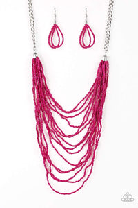 Snazzychicjewelryboutique Necklace Bora Bombora - Pink Seed Bead Necklace Paparazzi