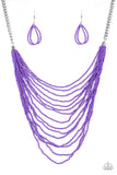 Snazzychicjewelryboutique Necklace Bora Bombora - Purple Seed Bead Necklace Paparazzi