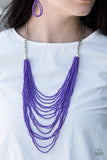 Snazzychicjewelryboutique Necklace Bora Bombora - Purple Seed Bead Necklace Paparazzi