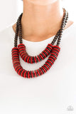 Snazzychicjewelryboutique Necklace Dominican Disco - Red Wooden Necklace Paparazzi