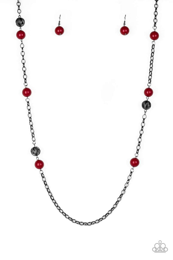 Snazzychicjewelryboutique Necklace Fashion Fad - Red and Gunmetal Necklace Paparazzi