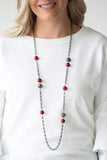 Snazzychicjewelryboutique Necklace Fashion Fad - Red and Gunmetal Necklace Paparazzi