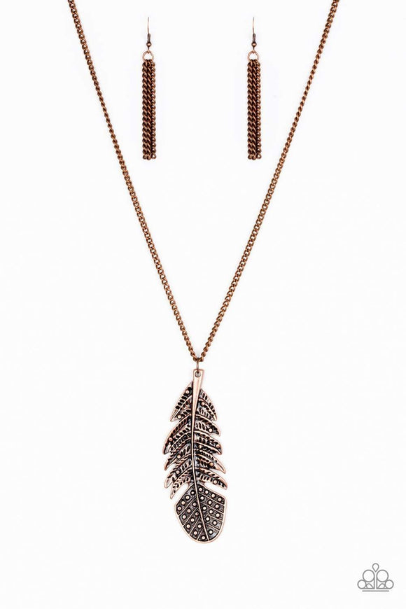 Snazzychicjewelryboutique Necklace Free Bird - Copper Feather Necklace Paparazzi