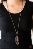 Snazzychicjewelryboutique Necklace Free Bird - Copper Feather Necklace Paparazzi