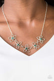 Snazzychicjewelryboutique Necklace Hoppin Hibiscus - Green Rhinestone Flower Necklace Paparazzi