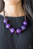 Snazzychicjewelryboutique Necklace Oh My Miami - Purple Wooden Necklace Paparazzi