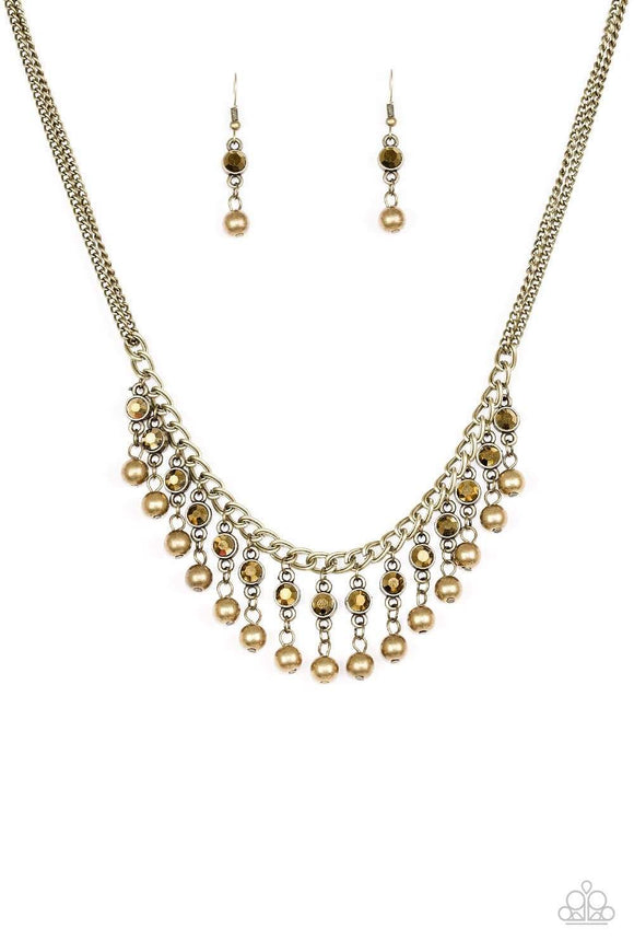 Snazzychicjewelryboutique Necklace Pageant Queen - Brass Rhinestone Necklace Paparazzi