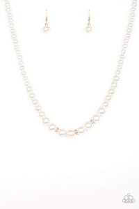 Snazzychicjewelryboutique Necklace Royal Romance - Gold Accent on White Pearl Necklace Paparazzi